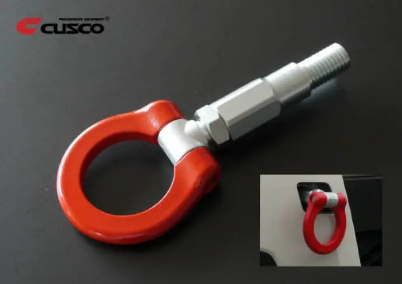 Hot Deal Cusco 2013+ Honda Fit M22 x 2.5mm Front Red Steel Folding-Type Tow Hook
