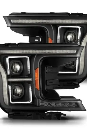 AlphaRex 18-20 Ford F-150 (Req. Conv F150 w/Stock LED) LUXX LED Proj HL Blk Actv Lgt Seq Sig SB DRL High Quality
