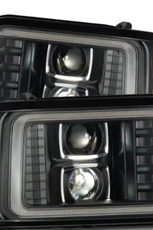 While Supplies Last AlphaRex 92-96 Ford F-Series/Bronco PRO-Series Proj Headlight Blk w/Seq. Sig & DRL
