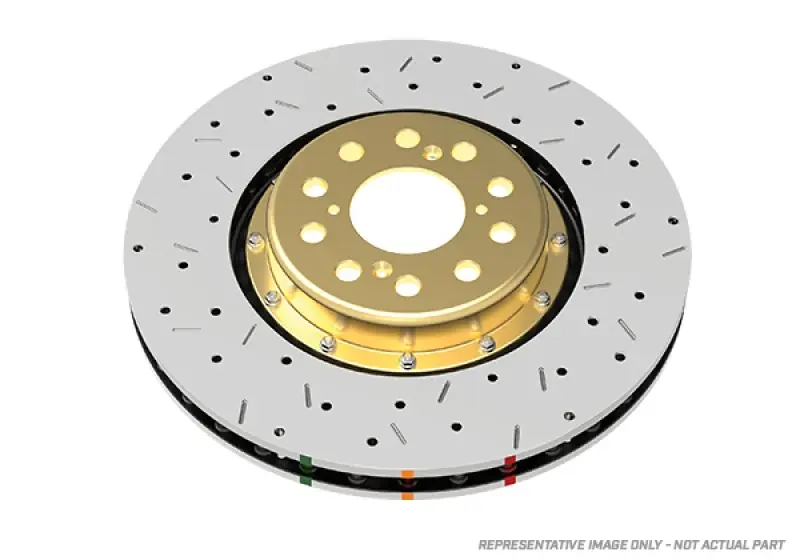 DBA 05-07+ Lotus Elise Front/Rear Drilled & Slotted 5000 Series 2 Piece Rotor Assembled w/ Gold Hat Hassle-Free Returns