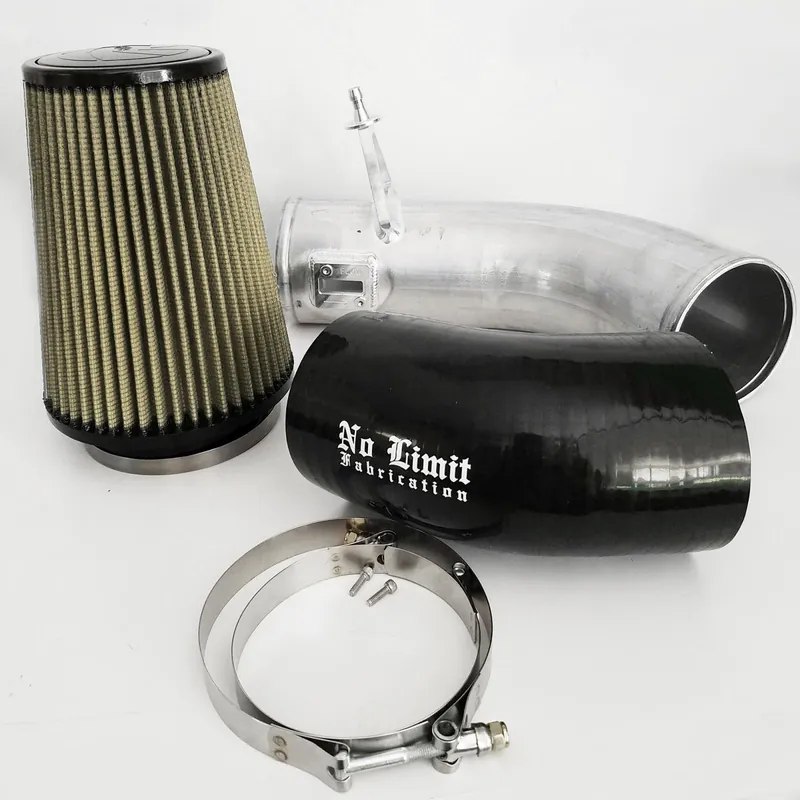 Crafted No Limit Fabrication Cold Air Intake Raw Aluminum, Oiled Pro Guard 7 Air Filter for 17-19 Ford Super Duty 6.7L Powerstroke - 67CAIRP17