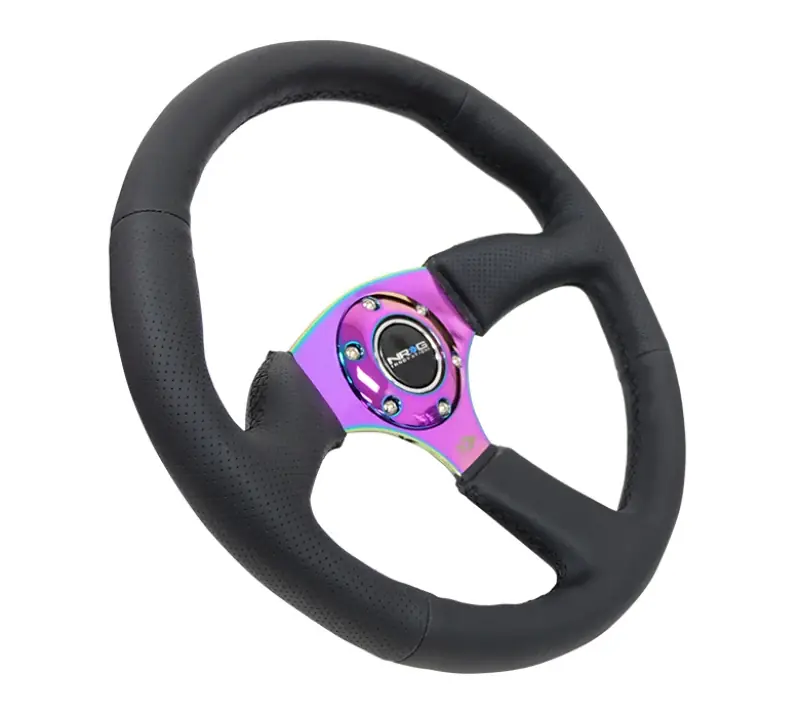 Low Price NRG Reinforced Steering Wheel (350mm / 2.5in. Deep) Leather Race Comfo — PMD Premier Motoring Development