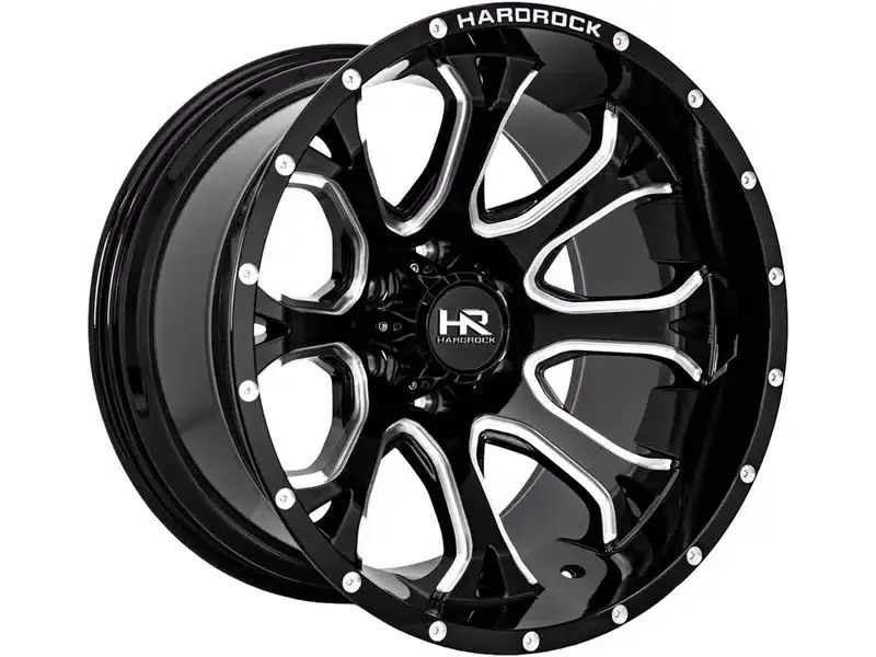 New Arrival Hardrock Milled Gloss Black BloodShot Wheel H505-241485176BM | RealTruck