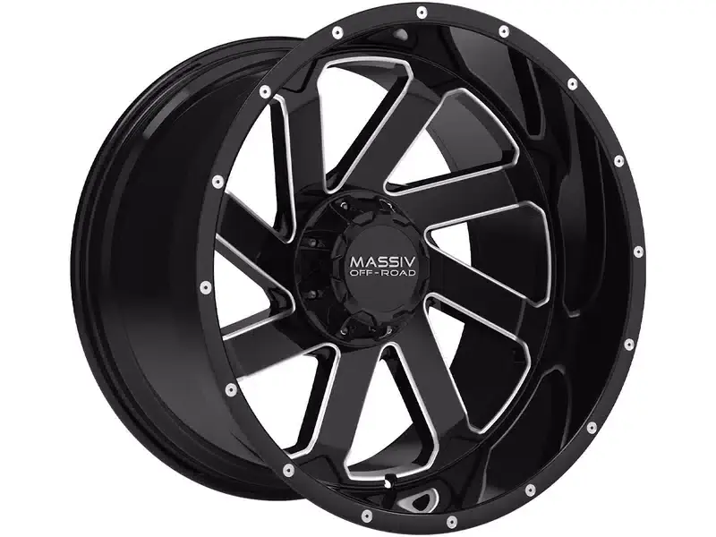 Premium Massiv Off-Road Milled Gloss Black OR-4 Wheel MAS-OR4-21206-N44BMW | RealTruck