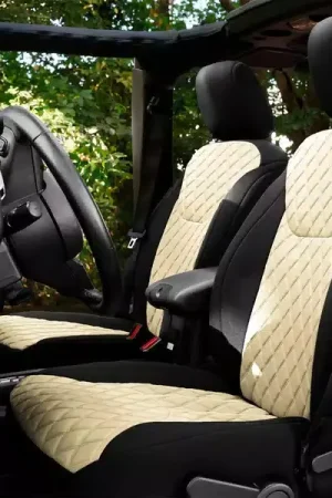 FH Group Neoprene Waterproof Seat Covers CM5003BEIGE-FRONT-RT | RealTruck Latest