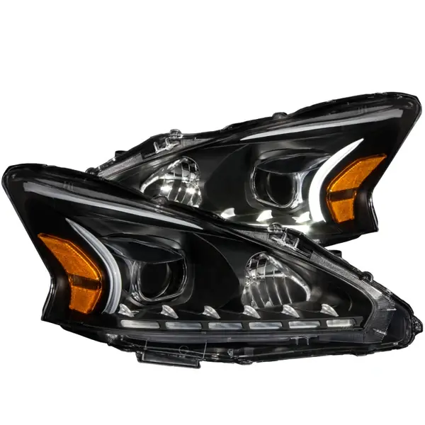 ANZO 2013-2014 Nissan Altima Projector Headlights w/ Plank Style Design Black Low Price