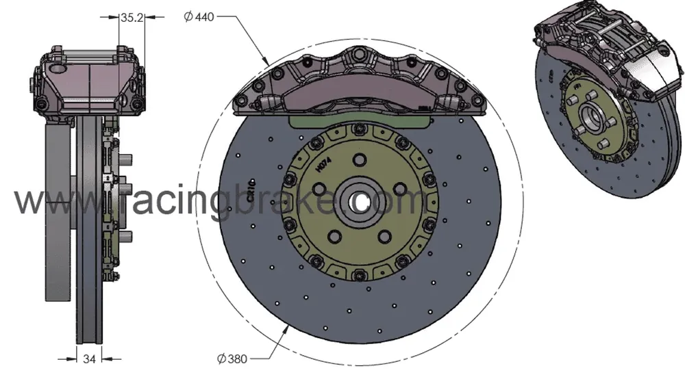 Worldwide Shipping Brembo 2014+ Tesla Model S 6 Piston 2pc 394x36 CCM Front GT BBK — PMD Premier Motoring Development