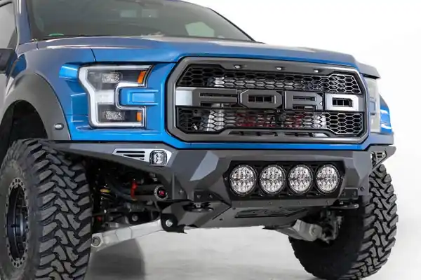 Addictive Desert Designs 17-20 Ford F-150 Raptor Bomber Front Bumper w/ 4 Rigid 360 6in Round Mounts Limited Time