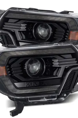AlphaRex 12-15 Toyota Tacoma LUXX LED Projector Headlights Plank Style Alpha Black w/DRL Brand New