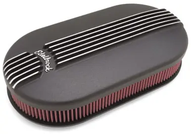 Save Now Edelbrock Air Cleaner Classic Series Oval Aluminum 17 5In X 9 35In X 4 45In Dual Carburetor Black - 41193