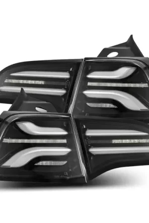 AlphaRex 17-22 Tesla Model 3 PRO-Series LED Tail Lights Jet Black w/Seq Sig New Arrival