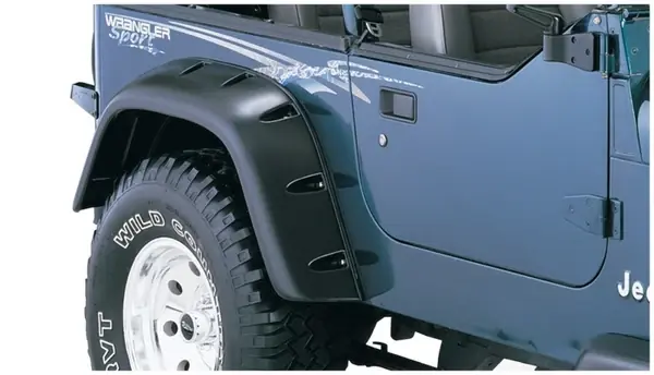 Bushwacker 87-95 Jeep Wrangler Cutout Style Flares 2pc Cutting Optional Not Renegade - Black Next Day Delivery