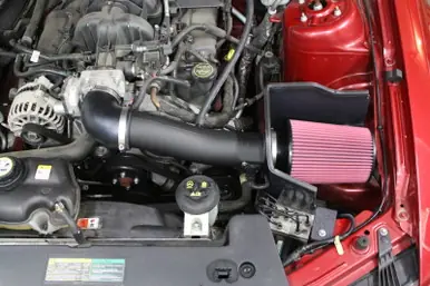 Popular JLT 05-09 Ford Mustang V6 Series 2 Black Textured Cold Air Intake Kit w/Red Filter - Tune Req - CAI2-FMV6-0509