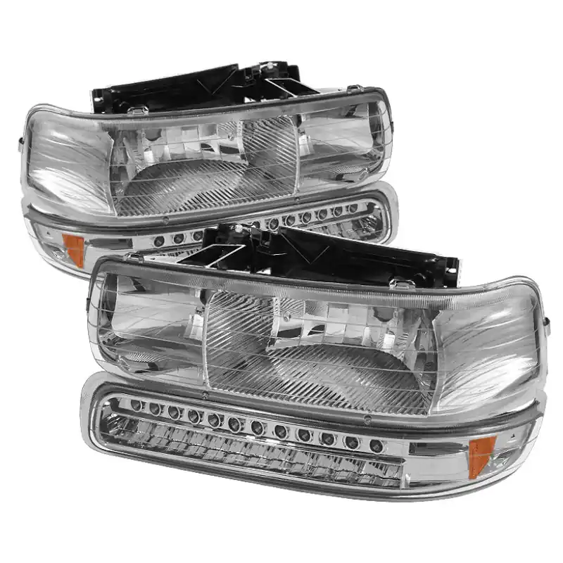 xTune Chevy Tahoe 00-06 Headlights w/ LED Bumper Lights Amber Chrome H — PMD Premier Motoring Development Professional Grade