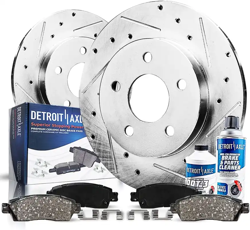 6pc Rear Drilled Slotted Rotors and Ceramic Brake Pads Kit Free Returns