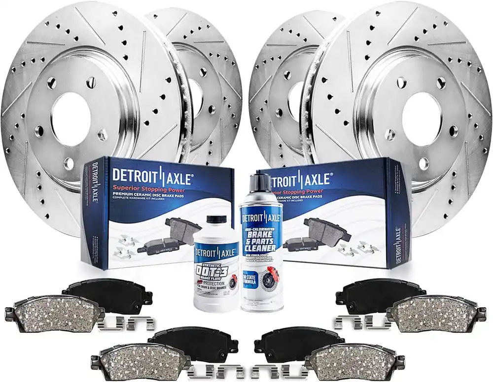High Quality 10pc Front & Rear Drilled Slotted Rotors and Ceramic Brake Pads Kit