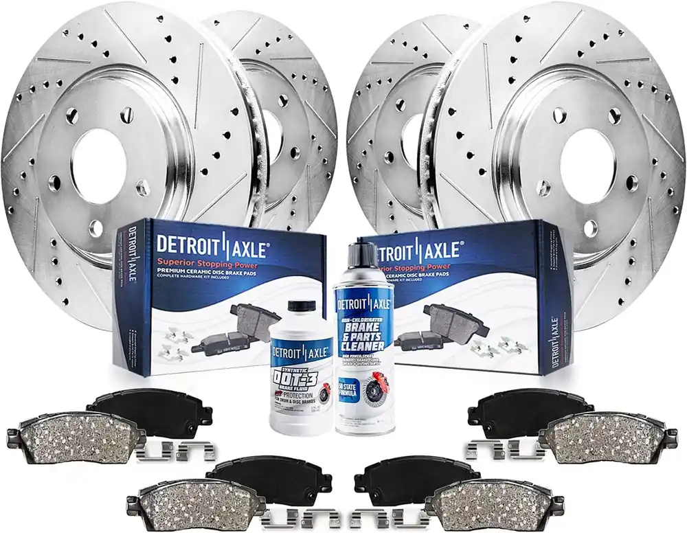 High Quality 10pc Front & Rear Drilled Slotted Rotors and Ceramic Brake Pads Kit