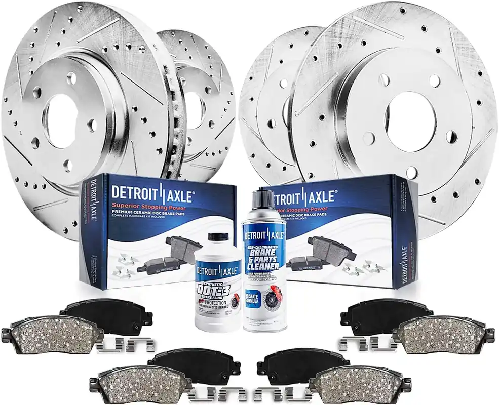 Order Now 10pc Front & Rear Drilled Slotted Rotors and Ceramic Brake Pads Kit