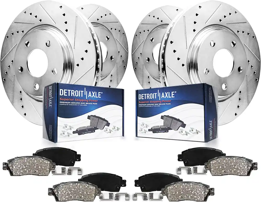 Deal 8pc Front & Rear Drilled Slotted Rotors and Ceramic Brake Pads Kit