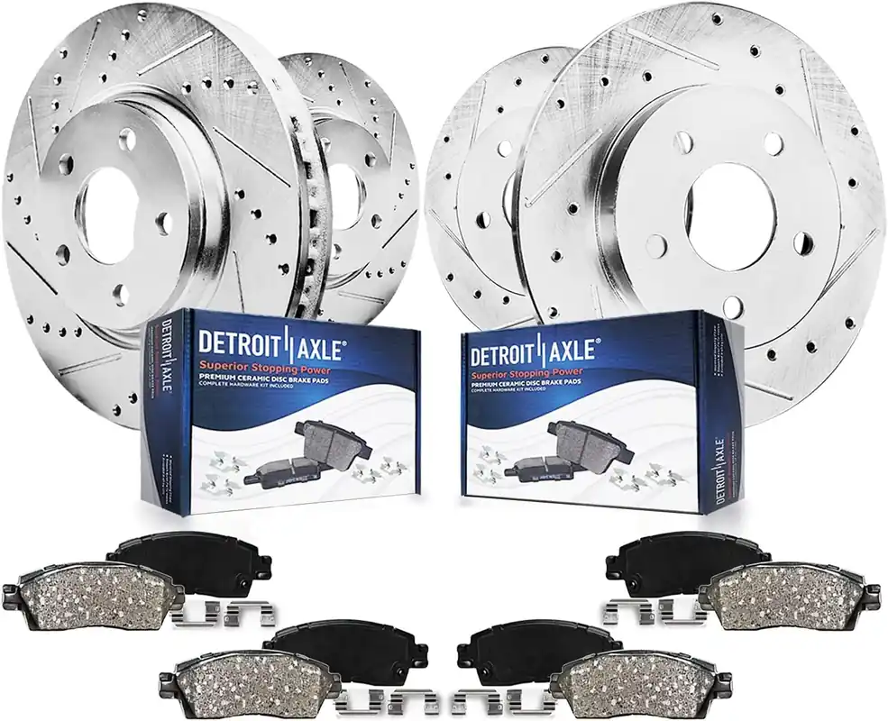 8pc Front & Rear Drilled Slotted Rotors and Ceramic Brake Pads Kit Grab Now