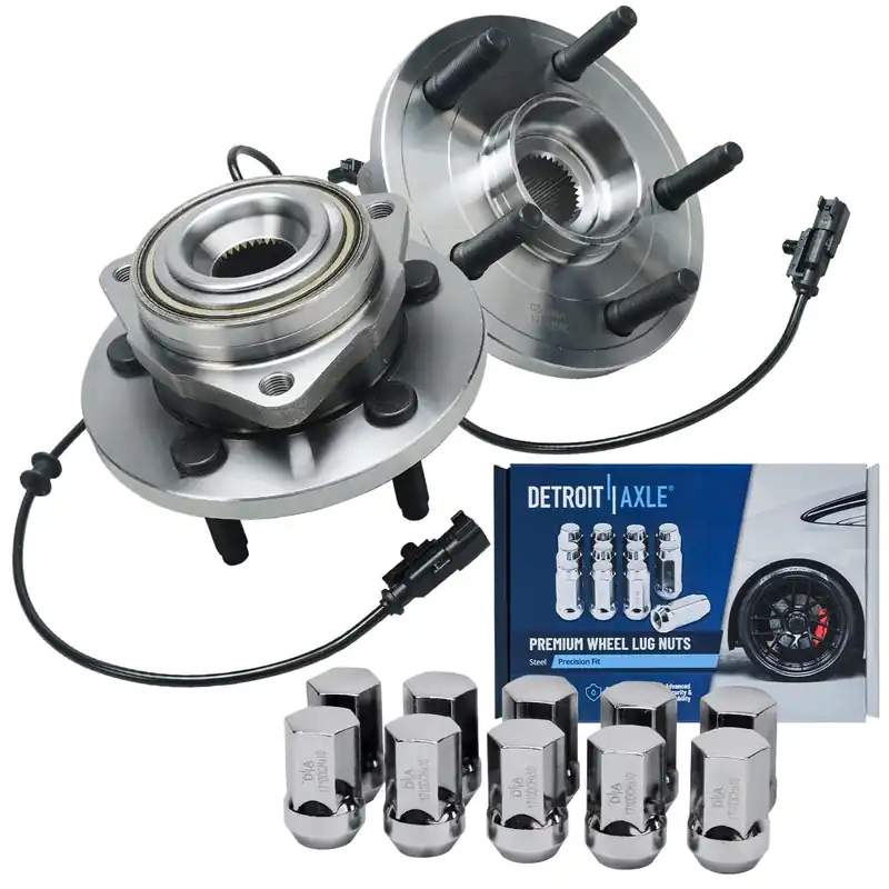 12pc Front Wheel Hub and Bearings Chrome Lug Nuts Kit Secure Checkout