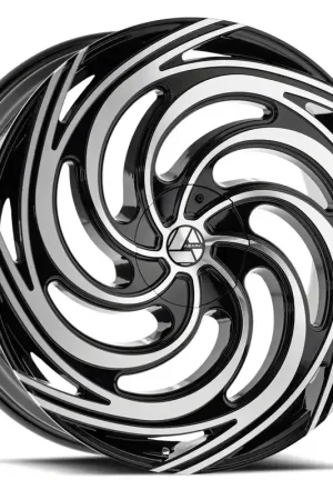 Top Pick Azara AZA-519 Gloss Black and Machined Wheel; Rear Only; 28x9.5; 32mm Offset