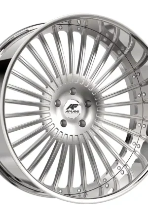 Amani R.E.A.L. Brush Center with Chrome Lip Wheel; Rear Only; 22x10; 20mm Offset New Release