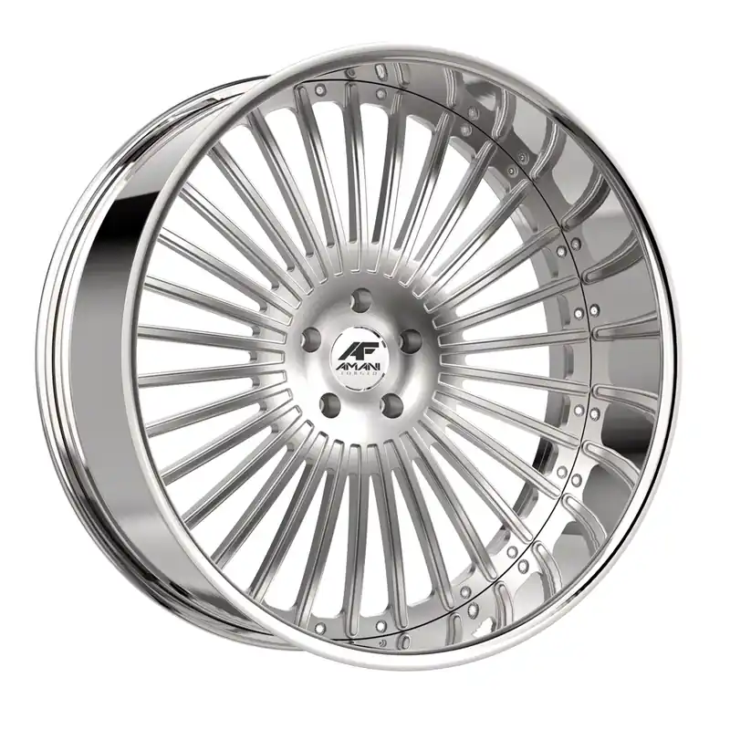 Amani R.E.A.L. Brush Center with Chrome Lip Wheel; Rear Only; 22x10; 20mm Offset New Release