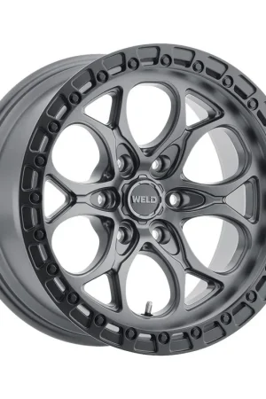 Crafted Weld Off-Road Ledge 6 Wheel 17x9 6x139.7 Satin Gunmetal w/ Satin Black Ring -12mm - FREE T-SHIRT INCLUDED!