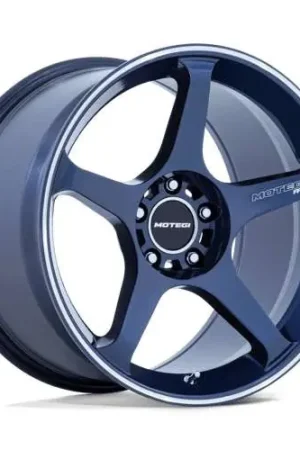 Motegi Mr159 Battle V Wheel 18x9.5 5x114.3 Obsidian Blue w/ Machined Lip Stripe 0mm - FREE T-SHIRT INCLUDED! High Quality