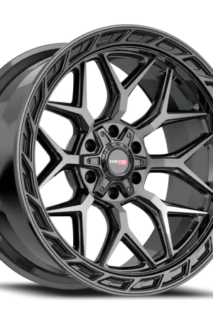 Authentic Vortek Vrp-504 Wheel 22x10 6x135 & 6x139.7 Black Diamond Cut With Dark Tint -18mm