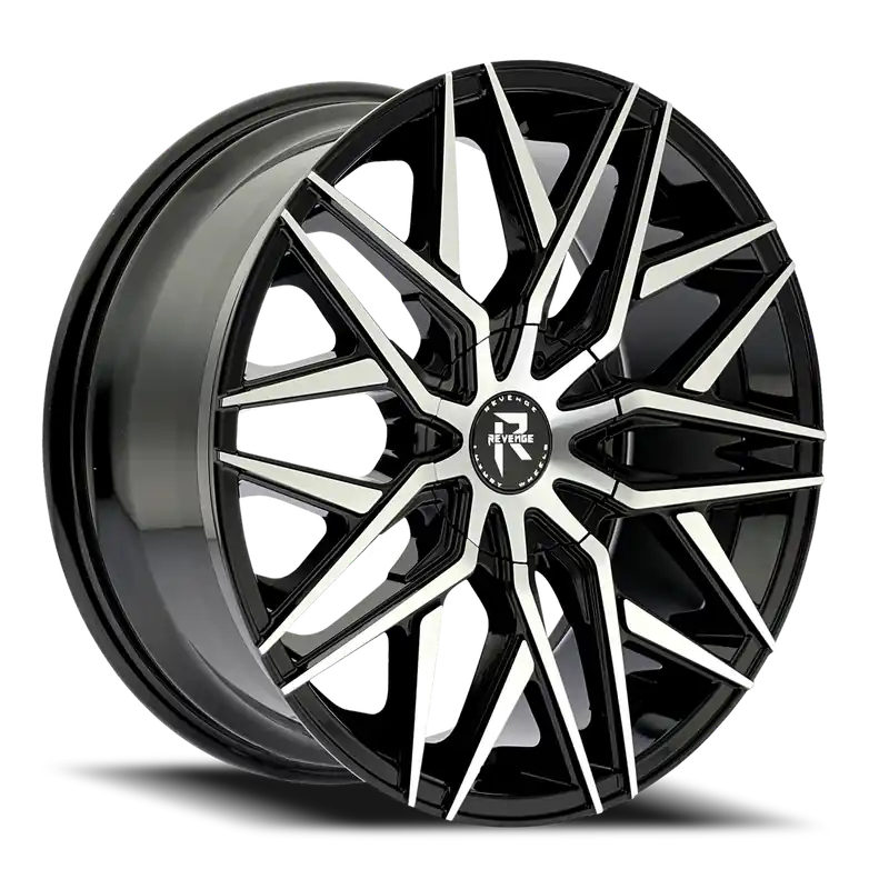 Weekend Sale Revenge Rl104 Wheel 22x8.5 5x120 & 5x114.3 Black Machined 35mm - FREE T-SHIRT INCLUDED!