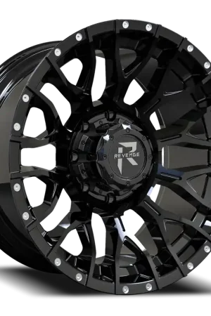 Revenge Rv201 Wheel 20x9 8x165.1 Gloss Black w/ Milled Lip 0mm - FREE T-SHIRT INCLUDED! One Day Deal