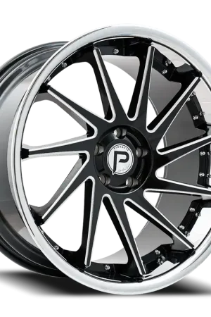 Top Rated Pinnacle Epic P216 Wheel 20x10 5x112 Gloss Black Milled w/ Stainless Lip 40mm - MINIMUM PURCHASE OF 4