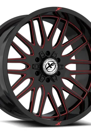 Best Price Xf Off-Road Xf-240 Wheel 18x9 5x127 & 5x139.7 Gloss Black & Red Milled 0mm