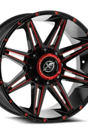 Xf Off-Road Xf-220 Wheel - 17x9 6x135 & 6x139.7 Gloss Black & Red Milled 12mm Big Sale