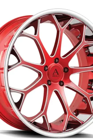 Must Have Azad Az99 Wheel 24x9 5x130 Red Milled With Stainless Lip 35mm