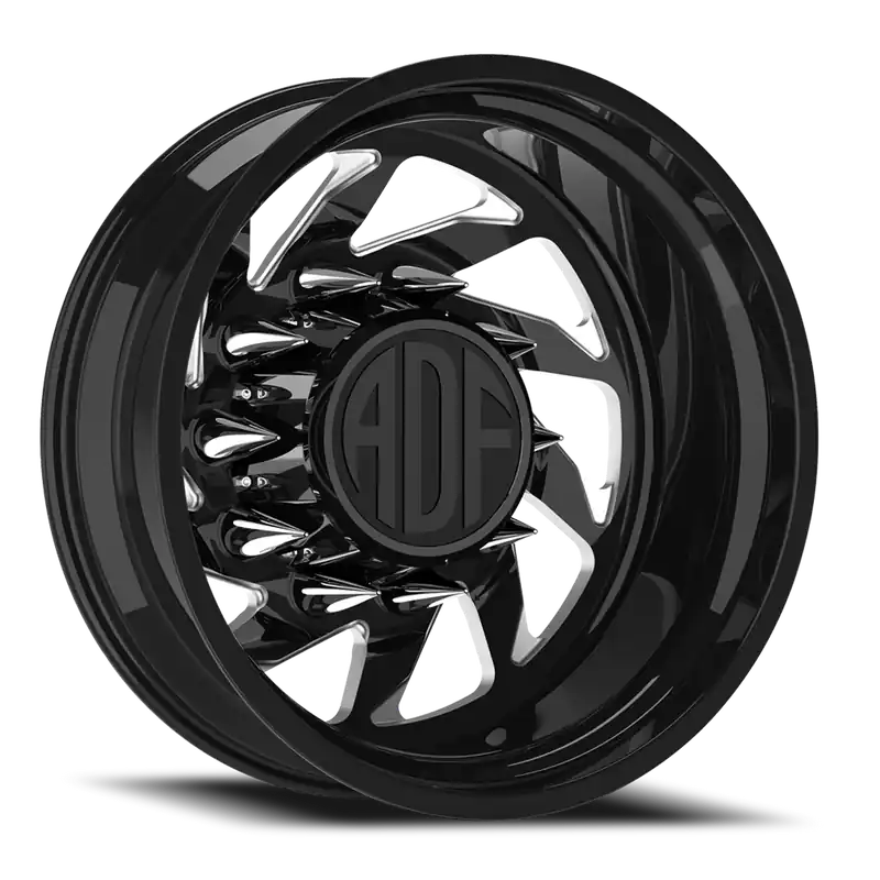 Adf Contractor Right Dually Wheel - 22x8.25 8x165.1 Gloss Black/Machined -167mm - MINIMUM PURCHASE OF 4 - FREE T-SHIRT INCLUDED! Trending