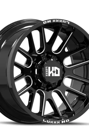 Luxxx Hd Lhd38 Wheel 22x12 5x127 & 5x139.7 Gloss Black Milled -44mm - FREE T-SHIRT INCLUDED! In Demand