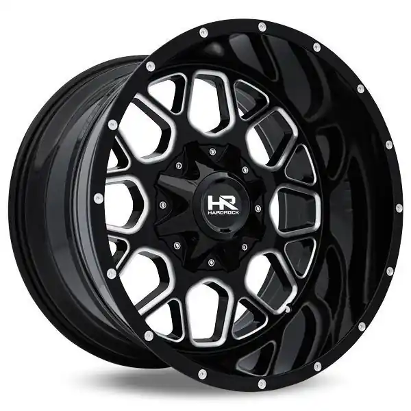 Hardrock Offroad Wheels H705 Gloss Black Milled 20x9 0mm Offset 6x120,6x139.7 (6x5.5) Warranty Included