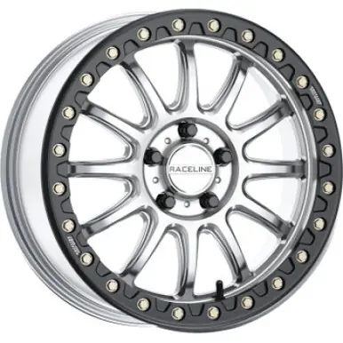 Best Seller Raceline A14SB Alpha 17x7in/5x114.3 BP/40mm Offset/68mm Bore - Silver & Blk Ring Beadlock Wheel - A14SB-77056+40